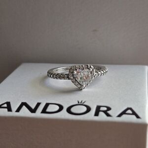 Pandora Silver Elevated Heart Ring
